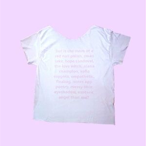 “but is she” oversized off shoulder tee